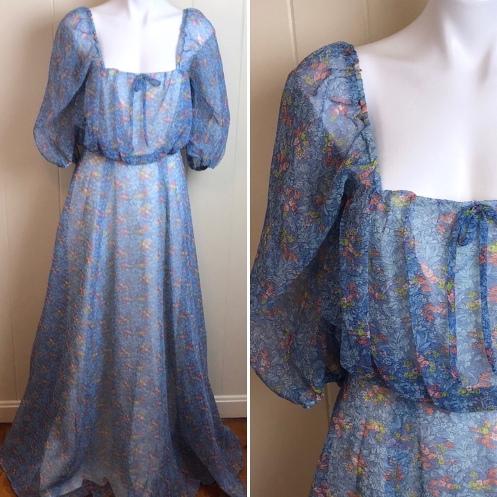 Vintage 60s/70s Prairie Boho Maxi Dress - Picture 1 of 8
